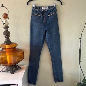 Reformation Niki Zip Pocket Skinny Jeans Front Zipper 25